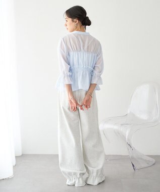 earth music&ecology シャーリングストライプシャツ Stripe Sax