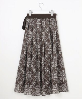 自由区 ロータスタイルプリント スカート ブラウン