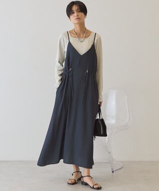 AMERICAN HOLIC サイドシャーリングVネックドットキャミワンピース Gray