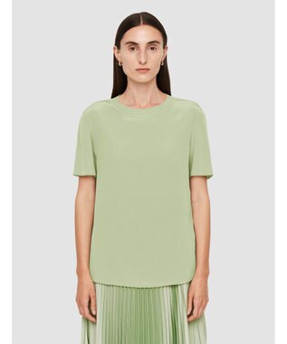  【洗える】クレープ ド ソワ　ショートスリーブTEE