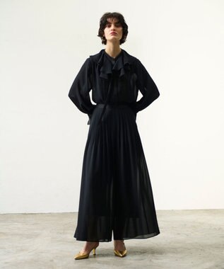 GRACE CONTINENTAL シアーラッフルカラーブラウス ブラック