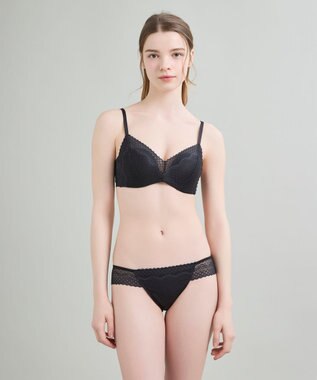 une nana cool 【リニューアル】364ブラ レース ノンワイヤーブラ ブラック
