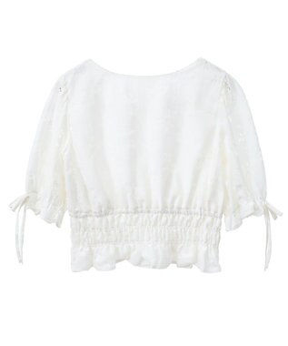 earth music&ecology 透かし花柄ブラウス Ivory