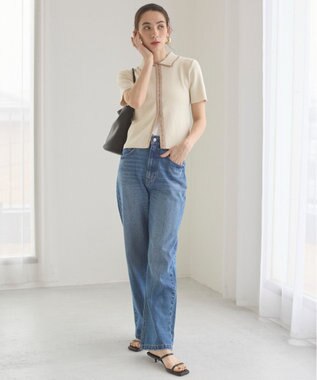 WEGO 【ANGIE VINTAGE/サマーニット】フロントホックポロニット ホワイトアイボリー