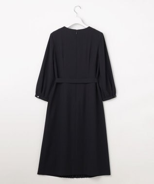 J.PRESS LADIES ノルディス2wayジョーゼット フロントプリーツ ワンピース ネイビー系