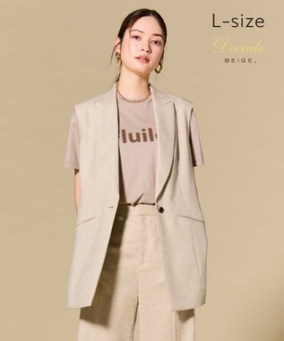 BEIGE， 【L-size】CAROLE / リネンライク ノースリーブジレジャケット Sand