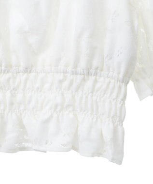 earth music&ecology 透かし花柄ブラウス Ivory