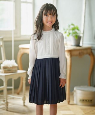 組曲 KIDS 【110-140㎝】グレンチェックジャケット＆プリーツワンピース セット ネイビー×チェック系