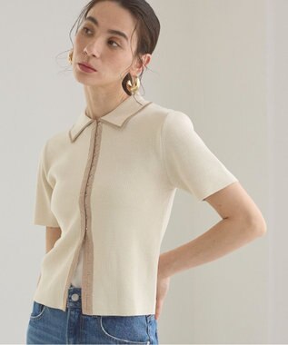 WEGO 【ANGIE VINTAGE/サマーニット】フロントホックポロニット ホワイトアイボリー