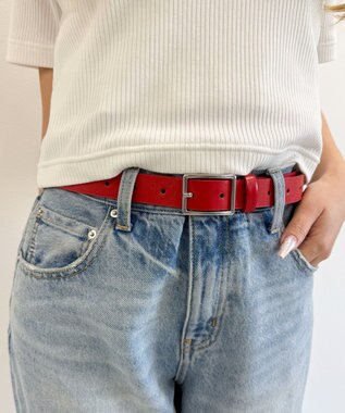 WEGO LスクエアバックルPUベルト レッド