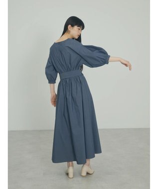 Green Parks ａ．ボリュームギャザーウエスト切替ワンピース Navy