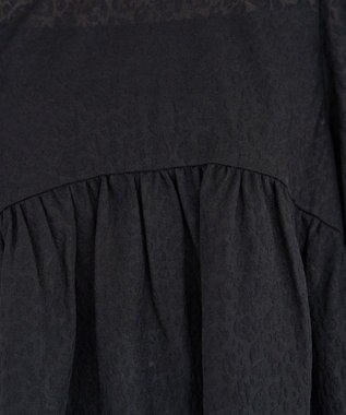 Green Parks ヒョウ柄ジャガードペプラムチュニックブラウス Black