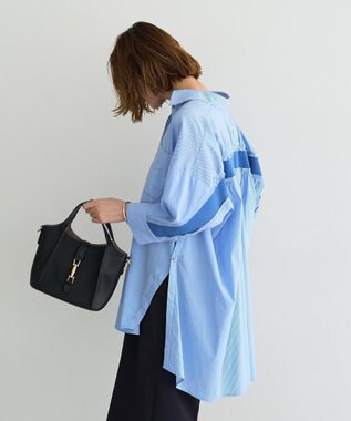 YECCA VECCA リブMIXストライプオーバーシャツ Stripe