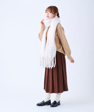 MOONBAT 【美人百花2月号/CanCam/andGIRL掲載】洗える ボリュームマフラー ソフトプレーン 幅40cm オフホワイト