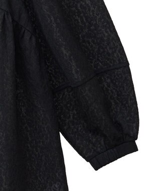 Green Parks ヒョウ柄ジャガードペプラムチュニックブラウス Black