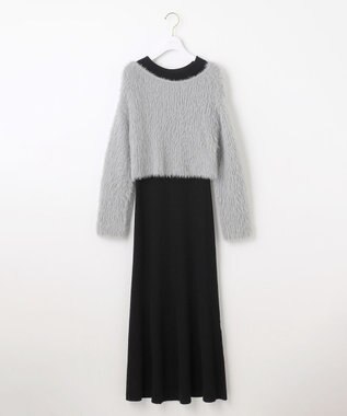 ANY SIS 【2SET】シャギー ニット × ワンピース セット ブラック