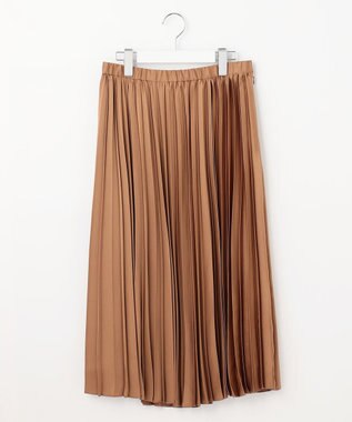 自由区 【洗える】ロイヤルサテン プリーツスカート キャメル系