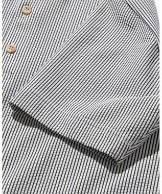 JOSEPH ABBOUD MOUNTAIN 【吸水速乾・釦ダウン・男女兼用】メッシュストライプサッカーポロシャツ ブルー系1