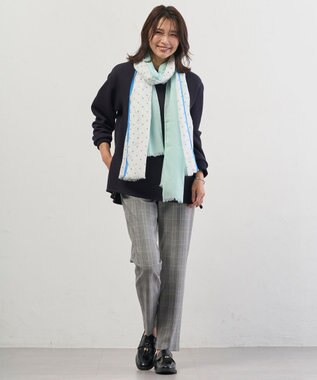 J.PRESS LADIES L アルガンシルク チェック テーパード パンツ ライトグレーチェック系