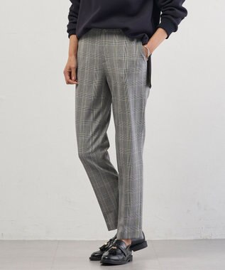 アルガンシルク チェック テーパード パンツ