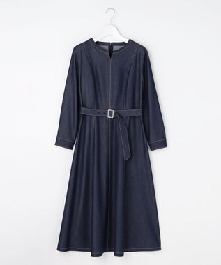 ANY SIS シャンブレーベルテッド ワンピース シャンブレーブルー