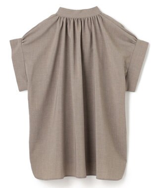 BEIGE， 【洗える/接触冷感/速乾/UVケア対応】BATEAU / Vネックバックギャザーハーフスリーブブラウス Taupe