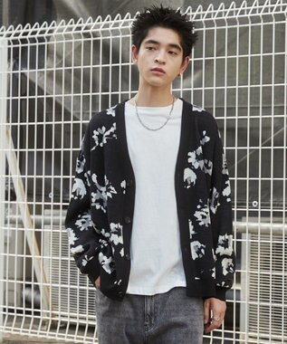 WEGO リラックスフィットパターンカーディガン ブラックその他