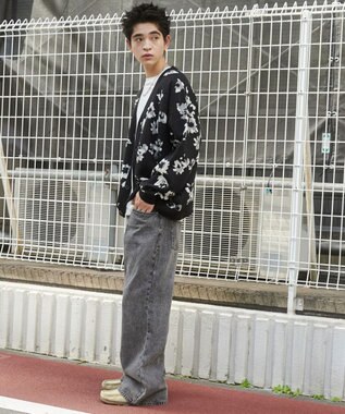 WEGO リラックスフィットパターンカーディガン ブラックその他