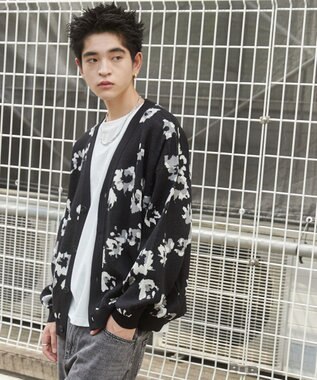 WEGO リラックスフィットパターンカーディガン ブラックその他