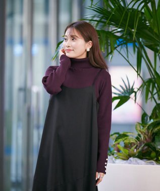 Tiaclasse 【洗える】アシンメトリーキャミワンピース ブラック