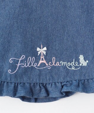 ANY KIDS 裾 ロゴ刺繍 スカパン デニムブルー