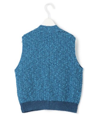 ICB 【洗える】 カラーニットツイード ベスト ブルーミックス系