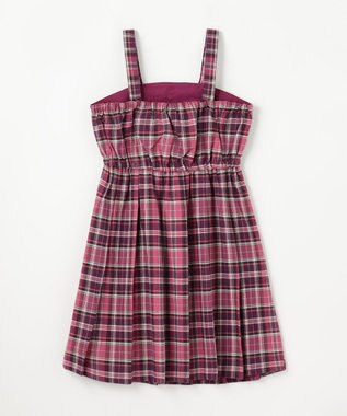 ANY KIDS チェックプリーツジャンパースカート ピンク系