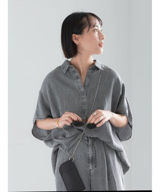 Te chichi ウォッシュデニムライクドルマンシャツ(セットアップ可)
