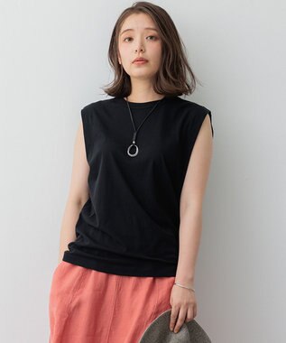 23区 S 【SLOW/一部店舗限定】シアーツイストシングルジャージー ノースリーブ カットソー ブラック系