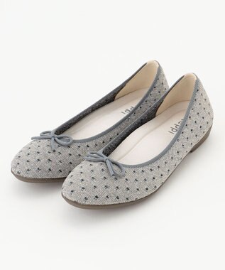 steppi 【洗える/撥水】ラウンド ドット バレエ パンプス シルバー ドット