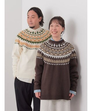 CRAFT STANDARD BOUTIQUE 【男女兼用】求心柄クルーネックニット Brown