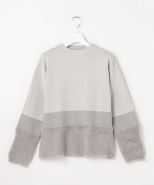 ANY SIS フェザーブロッキング ニット グレー