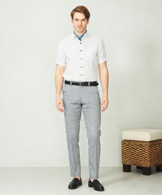 JOSEPH ABBOUD 【ウエストも伸びる/ストレッチ】 リヨセルリネンムーブパンツ サックスブルー系