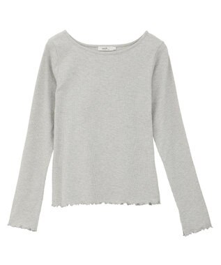 earth music&ecology ラメテレコボートネックプルオーバー Gray