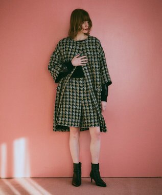 GRACE CONTINENTAL シャイニーツイードコート ネイビー