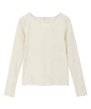 earth music&ecology ラメテレコボートネックプルオーバー Ivory