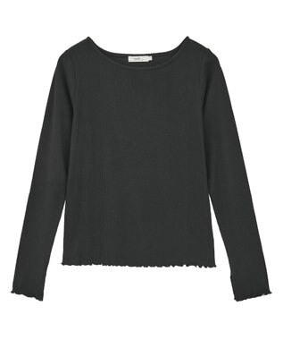 earth music&ecology ラメテレコボートネックプルオーバー Black