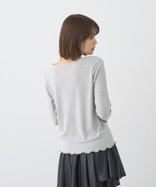 earth music&ecology ラメテレコボートネックプルオーバー Gray