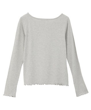 earth music&ecology ラメテレコボートネックプルオーバー Gray