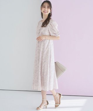 ANY SIS 【洗える】ファジープリント ワンピース ベージュ系