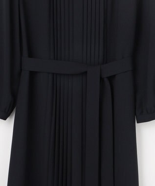 J.PRESS LADIES ノルディス2wayジョーゼット フロントプリーツ ワンピース ネイビー系