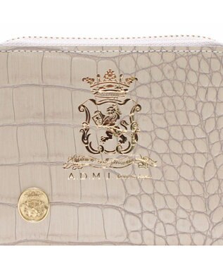 A.D.M.J. 【牛革】クロコ型押しスモールウォレット ホワイトパール