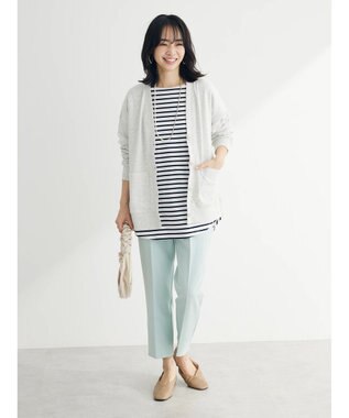 Green Parks ラウンドボーダーリラックスプルオーバー Navy