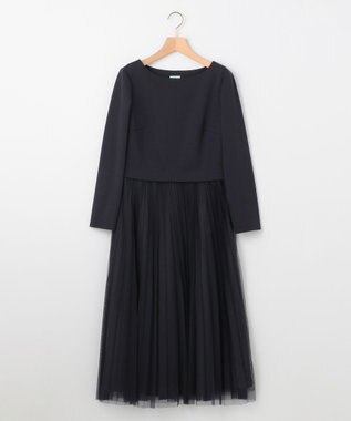 組曲 【WEB限定・KUMIKYOKU NAVY】ジャージーコンビ ギャザーチュール ワンピース ネイビー系